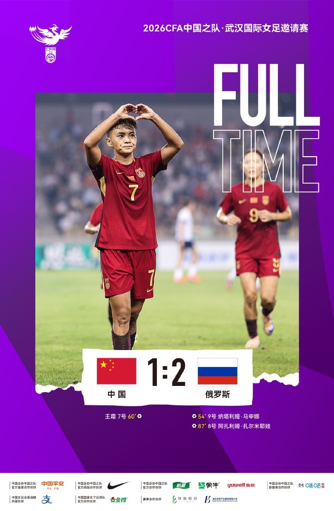 王霜世界波难救主 中国女足1-2遭俄罗斯绝杀